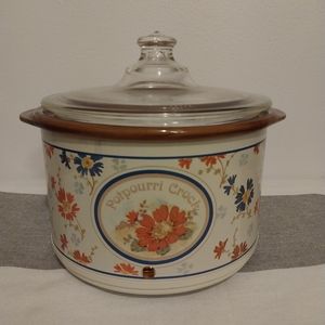Vintage 80's Floral Pattern Rival Liquid Potpourri Crock Tested Model 3207 w/lid
